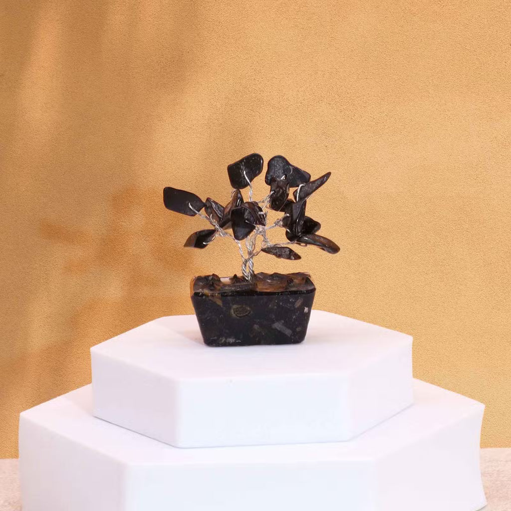 Black Agate Gemstone Tree, Orgonite Base