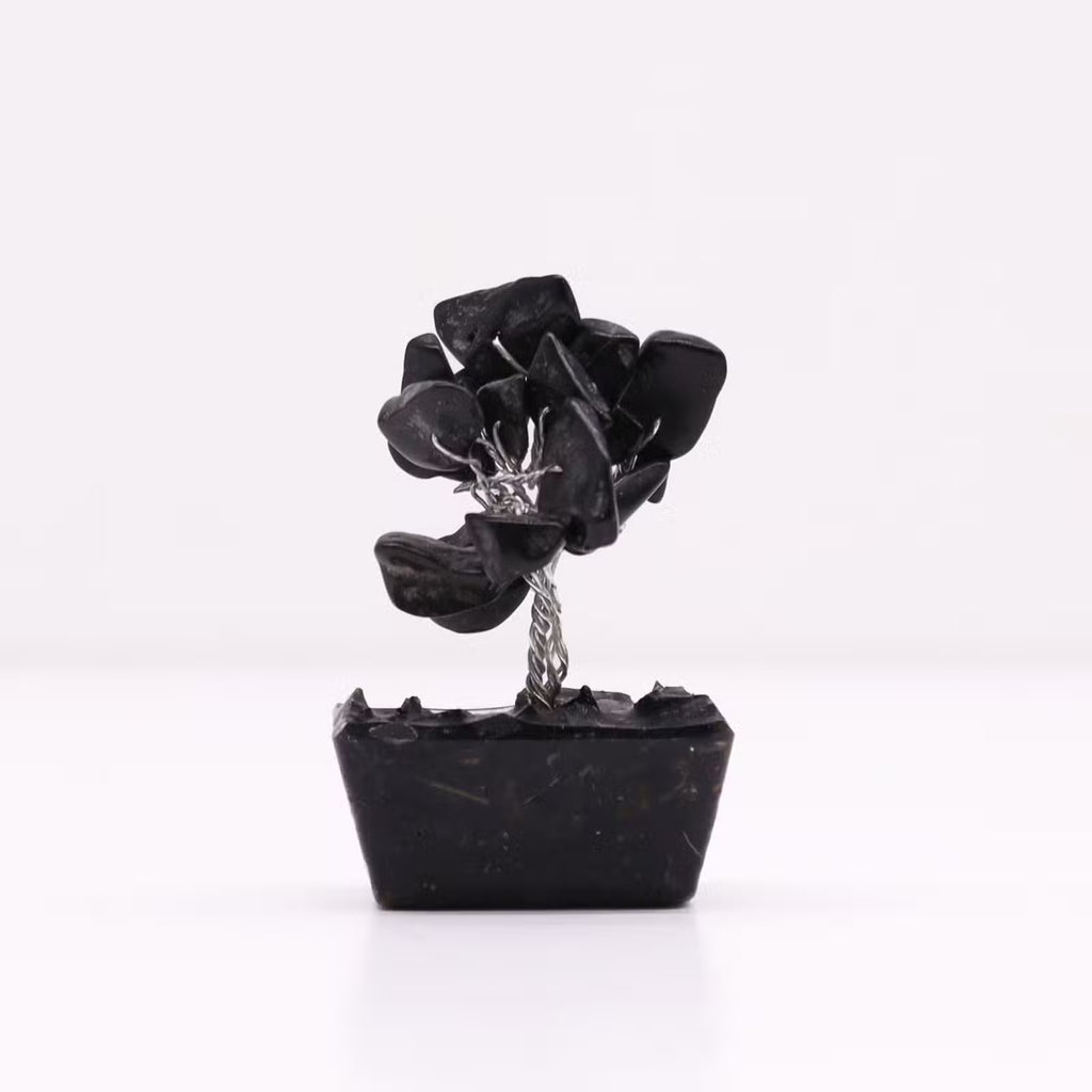 Black Agate Gemstone Tree, Orgonite Base