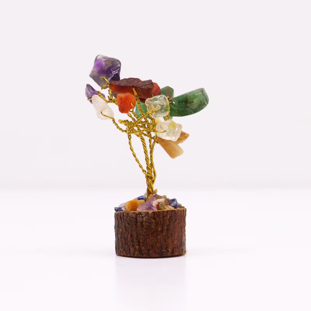 Chakra Stones Gemstone Tree, Wood Base