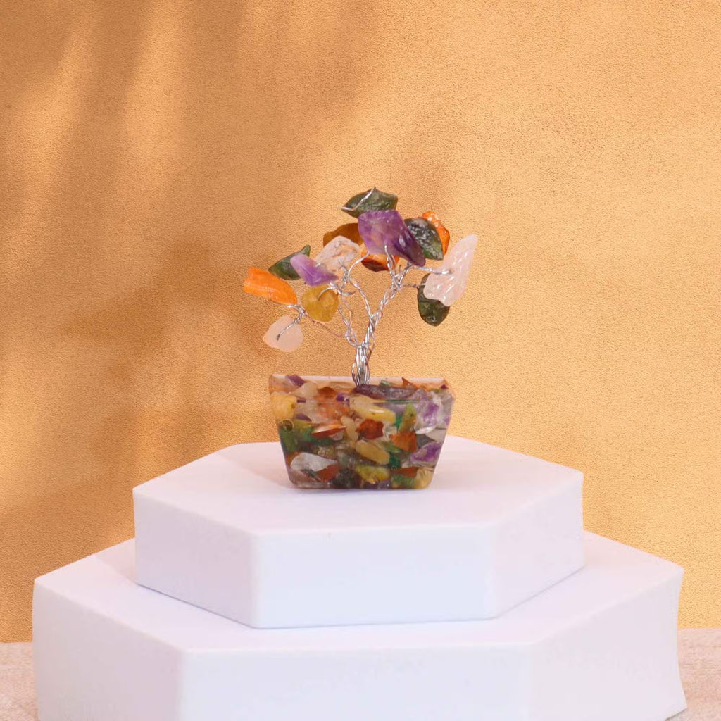 Chakra Stones Gemstone Tree, Orgonite Base