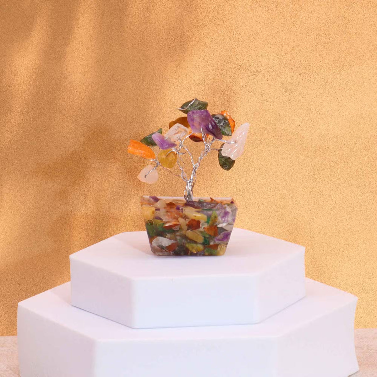 Chakra Stones Gemstone Tree, Orgonite Base