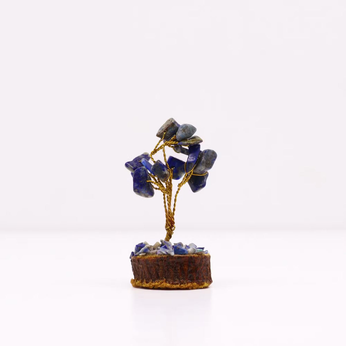 Sodalite Gemstone Tree, Wood Base